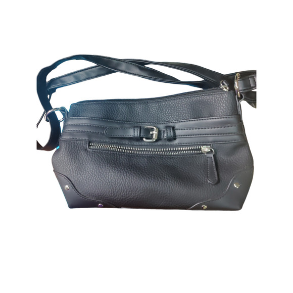 Black imitation leather over shoulder adjustable straps/ Betty Boop makeup bag - Picture 4 of 6